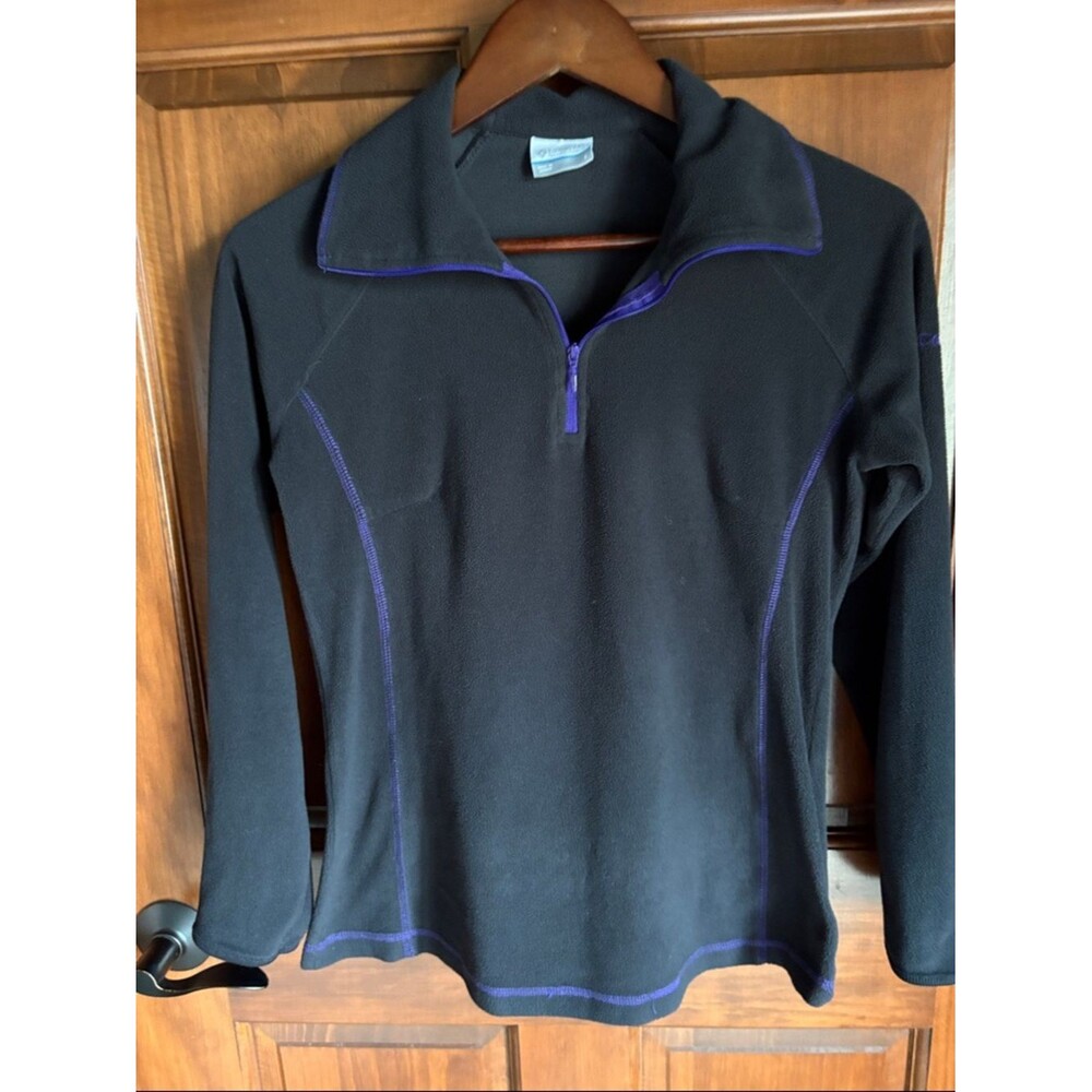 Women's Columbia Glacial Black Fleece w/Purple Trim Quarter-Zip Pullover- SMALL
